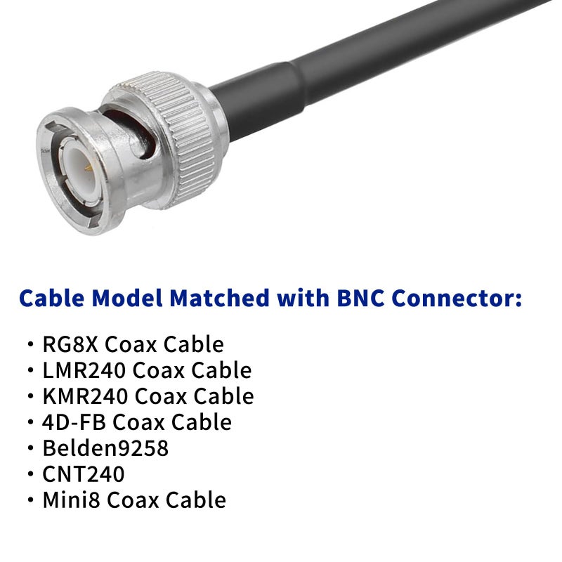 eifagur BNC Male Q9 Plug Crimp for RG8X RG-8X Mini-RG8 LMR240 50 Ohm Coax Cable Straight RF Coaxial Adapter Connector ï¼ˆPack of 10ï¼‰ - Image 4